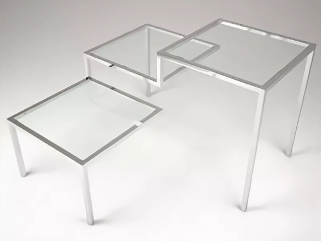 Стол трехярусный (матовое стекло) - окрашенный металл